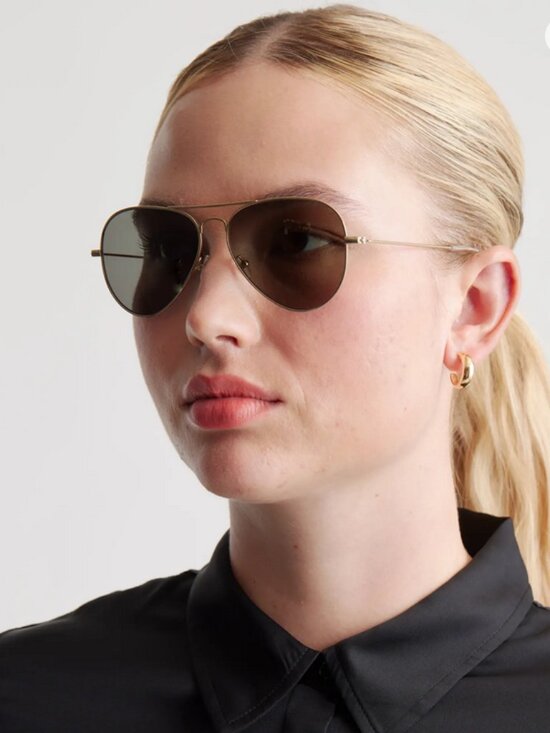 New! Quince Halston Polarized Stainless Steel Aviator Sunglasses Gold Green Lens main image 7